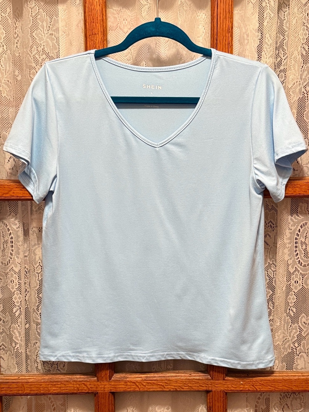 Light Blue V-Neck Short Sleeve Tee